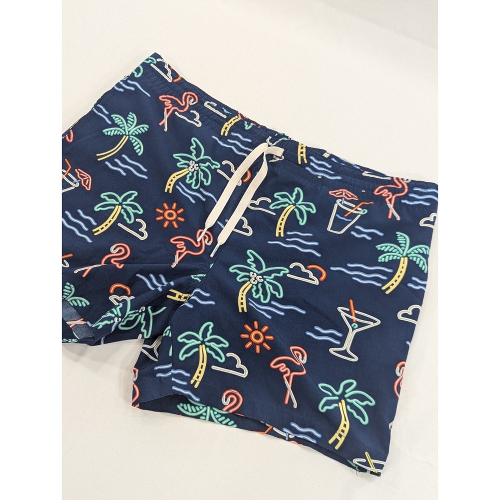 Chubbies Swim Trunks Men Medium Navy Neon Lights Drinks‎ 5.5" Inseam Blue Lined